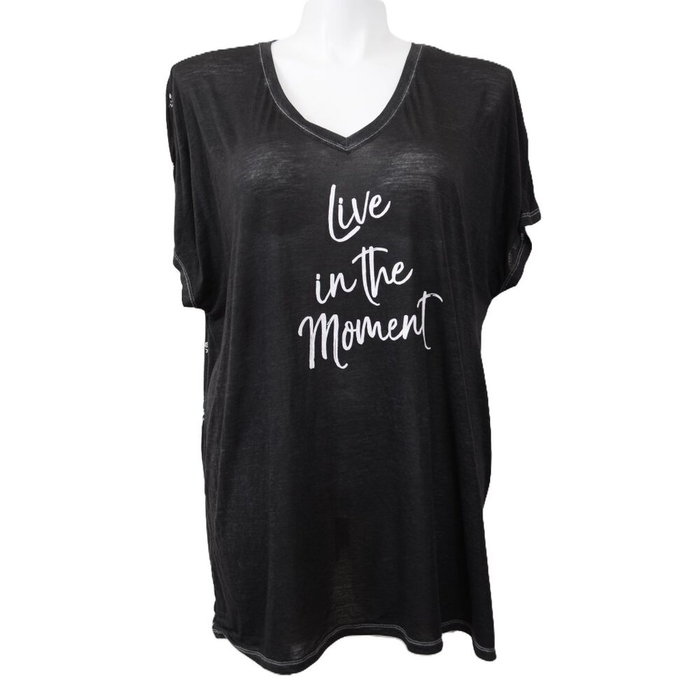 Lane‎ Bryant 'Live in the Moment' PLUS 3X (22/24) Floral Back T-shirt Tee Sheer